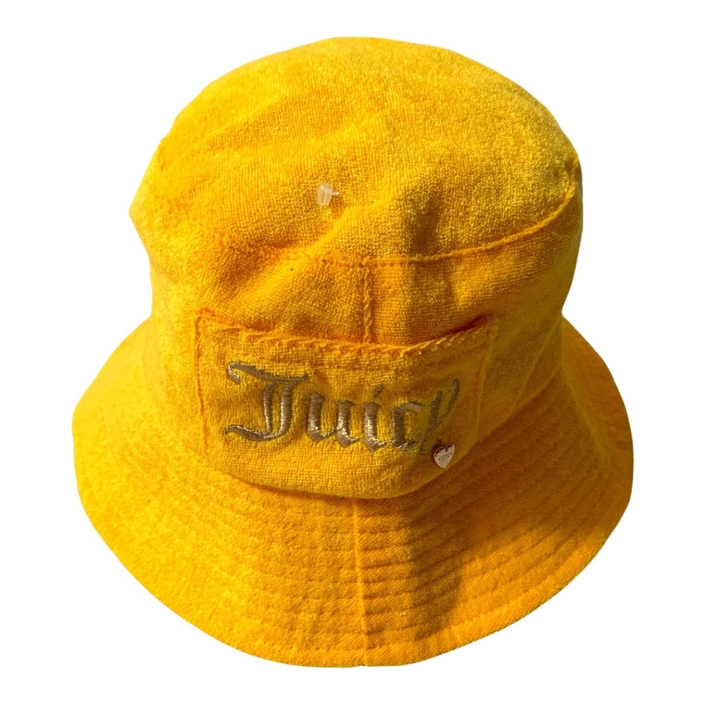 Juicy Couture bucket hat, yellow hat with logo